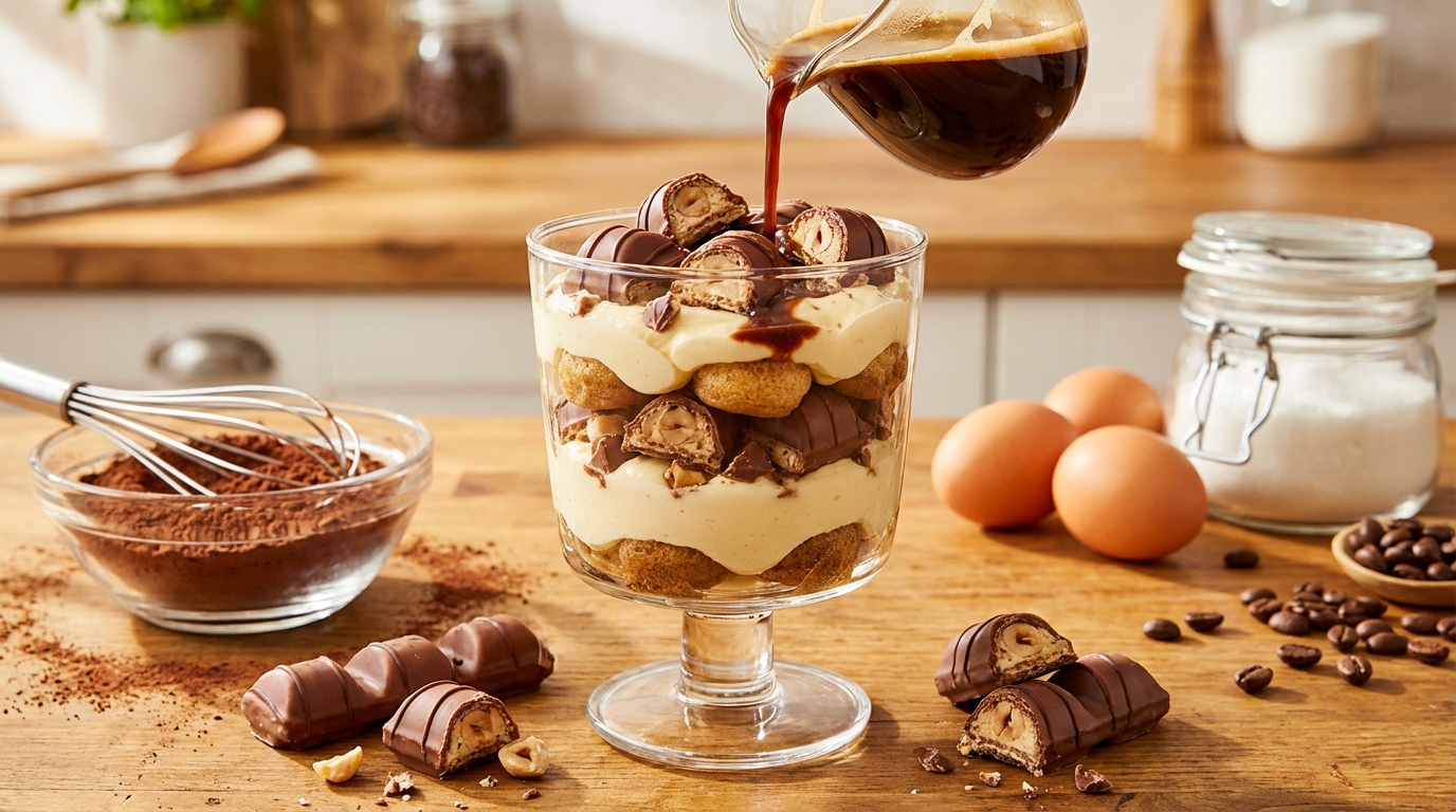 découvrez comment préparer un tiramisu kinder bueno irrésistible, une recette facile et gourmande pour un dessert au goût unique qui séduira tous les amateurs de chocolat et de douceur.