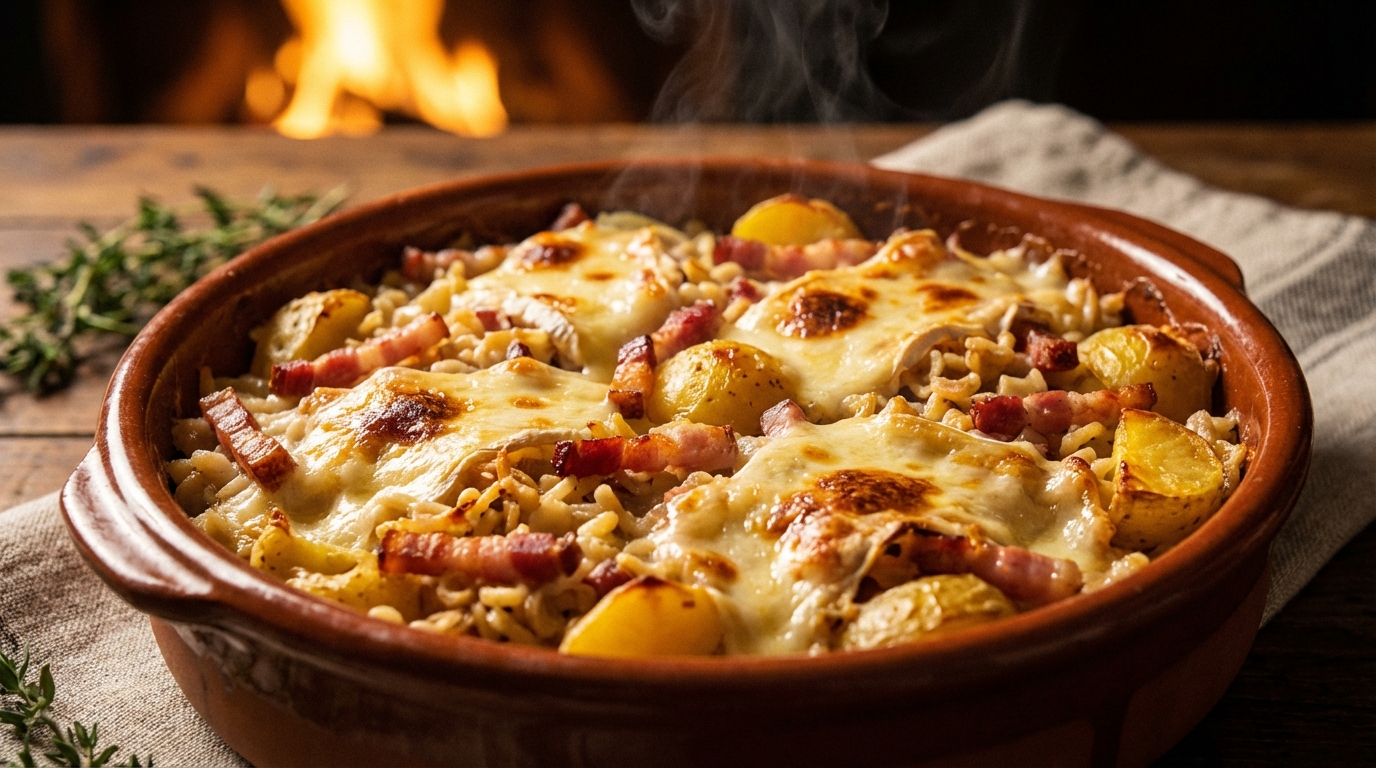 découvrez notre recette simple et savoureuse de la croziflette traditionnelle, un plat réconfortant à base de crozets, fromage et lardons, parfait pour vos repas d'hiver.