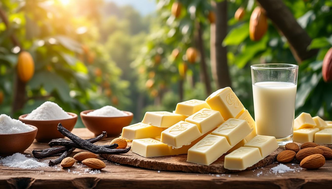 explorez l'univers du chocolat blanc : découvrez son origine, apprenez ses recettes délicieuses et profitez de ses bienfaits pour la santé.