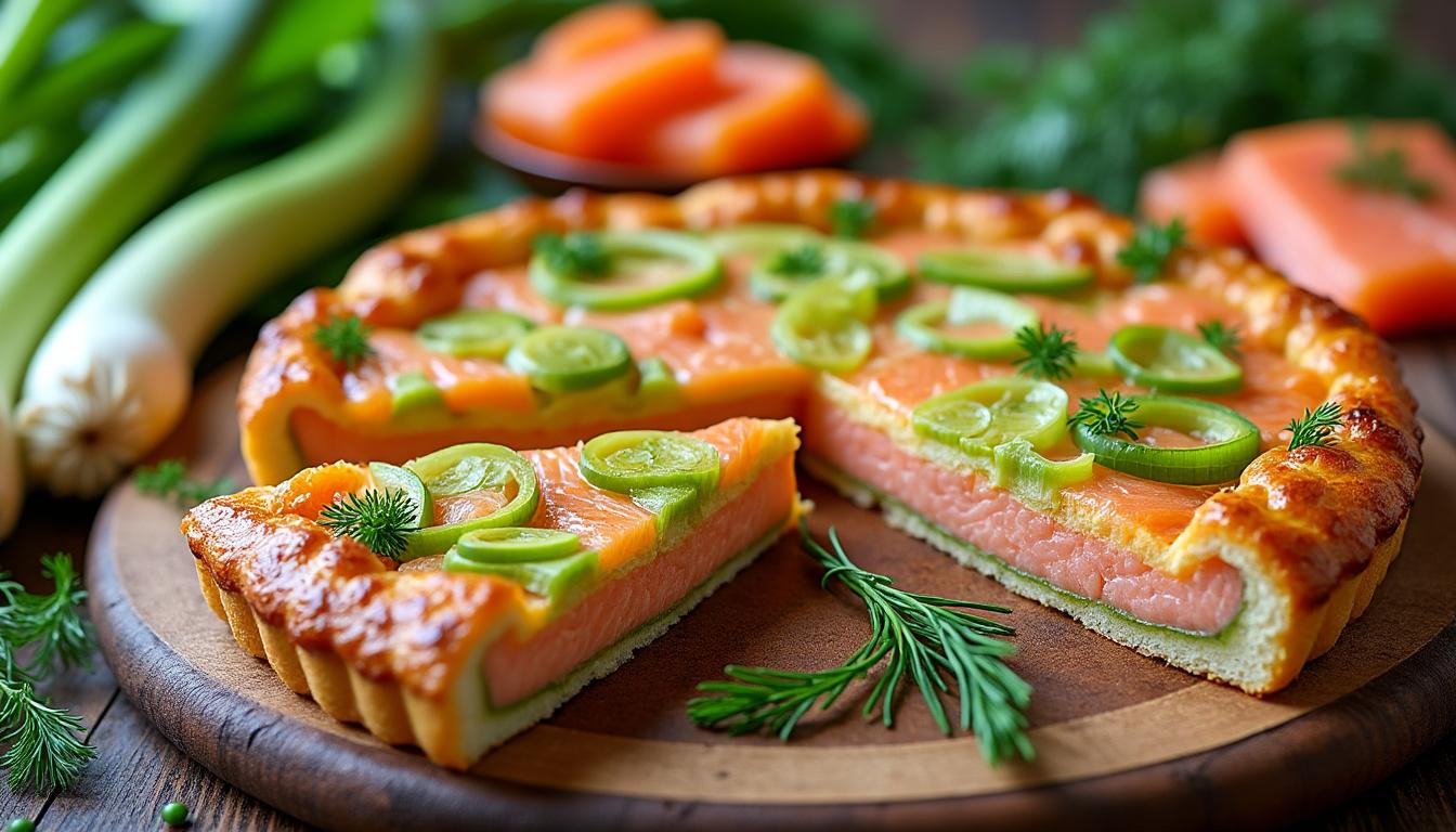 découvrez une recette facile et savoureuse de tarte poireaux saumon, parfaite pour toutes les occasions. un plat gourmand qui ravira vos invités en toute simplicité.