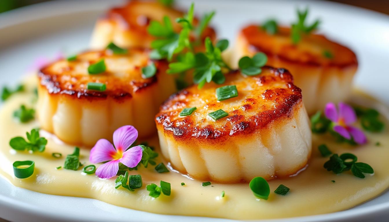 découvrez une recette facile et rapide pour préparer des noix de saint-jacques délicieuses baignées dans une crème onctueuse, parfaite pour un repas gourmand.