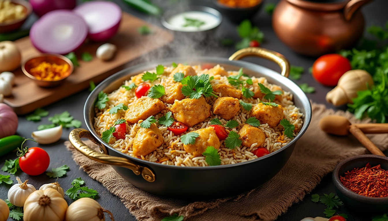 découvrez comment préparer un biryani poulet savoureux chez vous avec notre recette simple et authentique. apprenez les astuces pour un plat parfumé et délicieux.