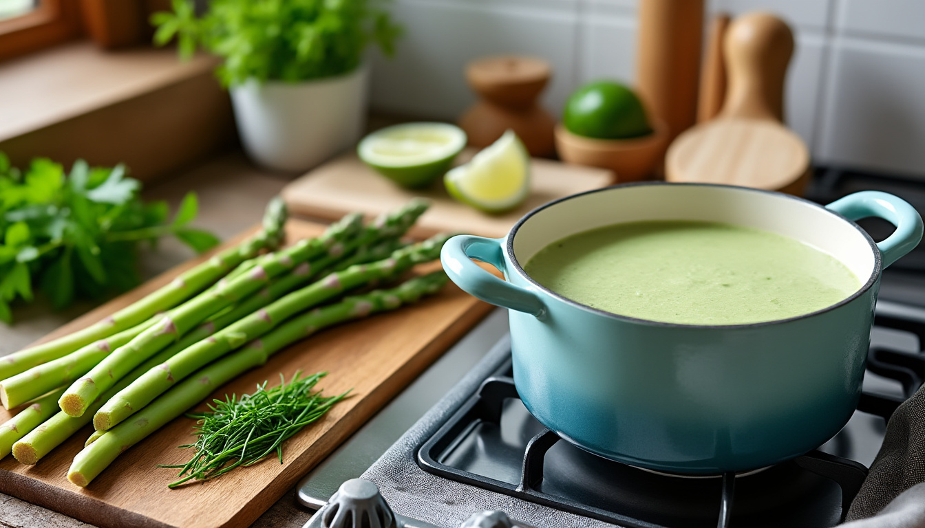 découvrez une recette simple et délicieuse pour préparer un velouté d'asperges savoureux, parfait pour régaler votre famille en toute saison.