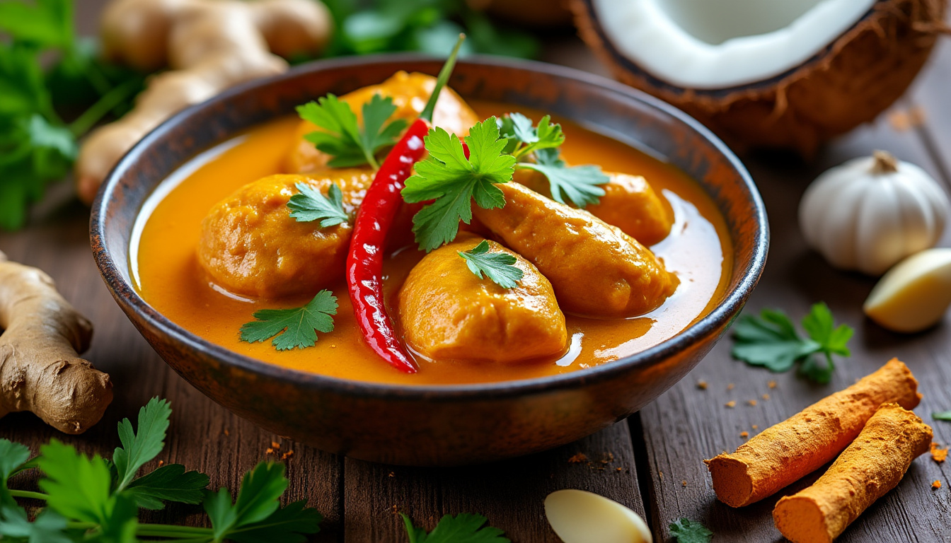 découvrez notre recette facile et savoureuse de poulet au curry et lait de coco, un plat parfumé et crémeux qui ravira vos papilles.